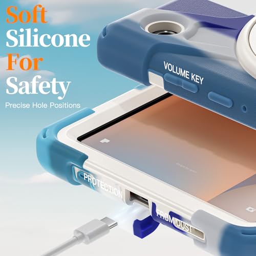 Image of ProElite Cover for Galaxy Tab A11 Plus 11 inch 2025 Cover, Rugged 3 Layer Armor case Cover for Galaxy Tab A11+ 11 inch 2025 with Hand Grip & Rotating Kickstand with Shoulder Strap, Rainbow Blue