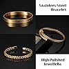 JeweBella 3PCS Bangle Bracelets for Men Stainless Steel Luxury Roman Numeral Bangle Bracelet Adjustable Cuff Bracelet Set Silver/Gold/Black #5