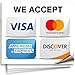 Credit Card Sticker Signs Stickers - 4 Pack 7"x6" Inch We Accept Visa, MasterCard, Amex & Discover, Premium Self-Adhesive Vinyl, Laminated, UV, Weather, Scratch, Water and Fade Resistance