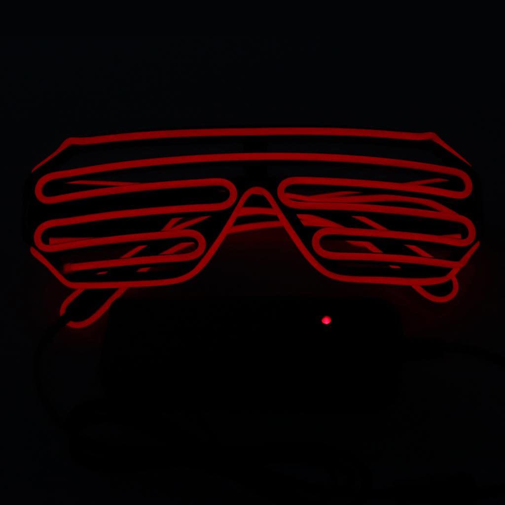 LED Light Up Shutter Glasses Glow Rave Glasses 80s Disco DJ Dancer Costume Red