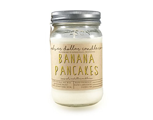 16oz Banana Pancakes Mason Jar Scented Soy Candle | The Essentials Collection | Natural Eco-Friendly Hand-Poured Soy Wax by Silver Dollar Candle Co.
