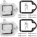 Elsjoy Ensemble de 2 Boîte à outils de camion Latch, remplacement de la boîte à outils remorque en acier inoxydable, RV Verrouillage de la boîte à outils avec clés & Rivets pour camion RV Porte de la remorque UTV ATV Boîte à outils