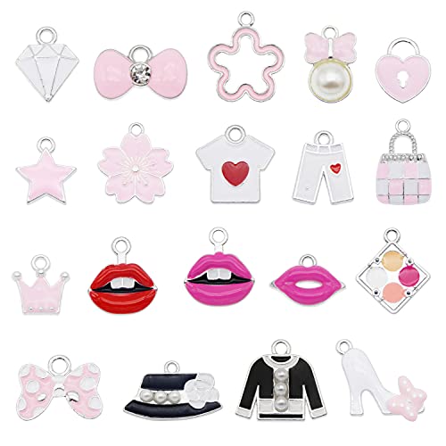 30Pcs Silver Pink Enamel Women Girl Fashion Lip Charms For Jewelry Bracelet Earring Making Diy Craft #TOP19