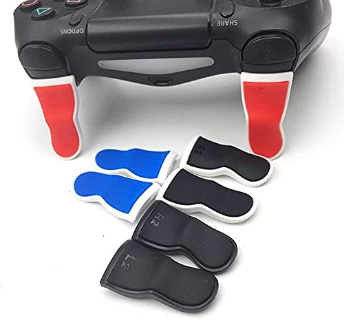 1 Pairs L2 R2 Trigger Extenders Buttons Touch Grip Extender for PS4 Controller (Black White)