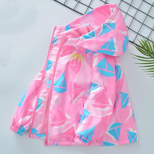 Girls Versatile Outdoor Hooded Jacket Full Zip Lightweight Cute Graphic Outerwear Coat with Pockets for 3-15 Years4