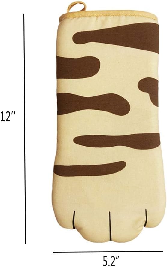 Oven Mitts Kitchen Cooking Baking Heat Resistant Cat Glove, 1 Pair Claw - Image 3