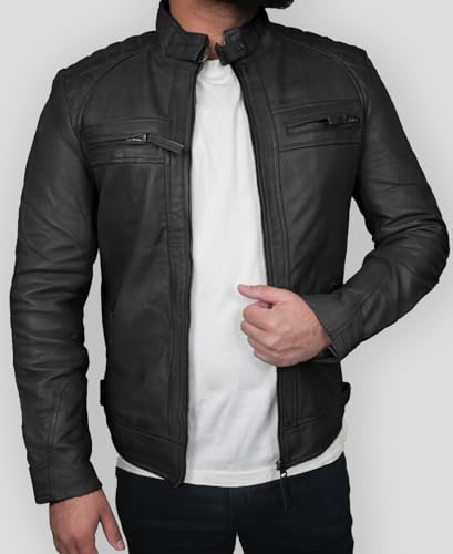 Real Leather Jacket Men - Motorcycle Soft Real SheepSkin Leather Jacket4