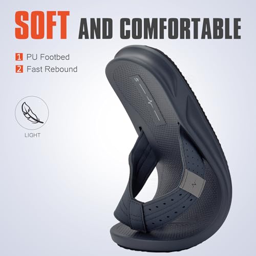 Image of Men's Ultra Soft Cushion Flip Flops with Arch Support, Quick Dry Thong Sandals for Indoor & Outdoor Comfort