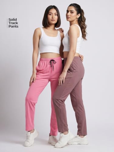 Image of Fflirtygo Cotton Solid Track Pant /Lounge Wear /Pocket Payjama �100% Export Quality Soft Cotton Night Wear /Pocket Pyjama for Women Combo Pack, Black & Blue Pyjama