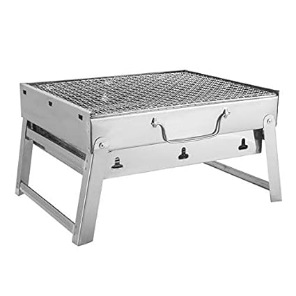 Bajrangi Tandoors Pvt. Ltd. | Stainless Steel Bbq Foldable And Portable Picnic Barbeque Tandoori Grill Box (Small), Free Standing, Charcoal (Large)