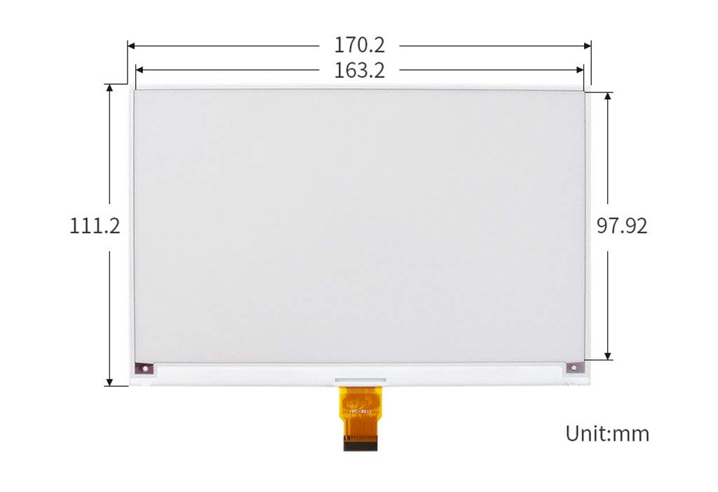 Tri-color 7.5inch E-ink Raw Display Panel 800×480 E-paper Electronic Screen Red / Black / White Three-Color for Raspberry Pi/Jetson Nano without PCB