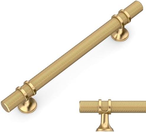 Amerdeco 10 Pack Knurled Champagne Bronze Cabinet Pulls 5 Inch Ho...
