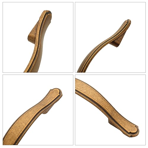 AOOTOCH 10 Pack Antique Brass Cabinet Pulls 3.75 Inch Kitchen Cabinet Handles Kitchen Handles for Cabinets Antique Drawer Pulls Retro Dresser Pulls Cupboard Handles 2792 by AOOTOCH - Used condition - Image 3
