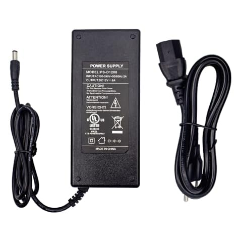 UL Listing 12V 8A Power Supply Adapter,96W AC 100-240V to DC 12V 8A Transformer w/4ft DC Cord and 5.5 X 2.5mm Barrel Plug,Adapter Converter for LED Strip Lights, CCTV Camera, 3D Scanner Cover
