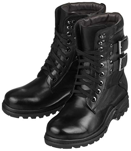 Calden Men's Invisible Height Increasing Elevator Shoes - Black Leather Lace-up High-top Military Boots - 3.1 Inches Taller - K512666 - Size 8 D(M) US4