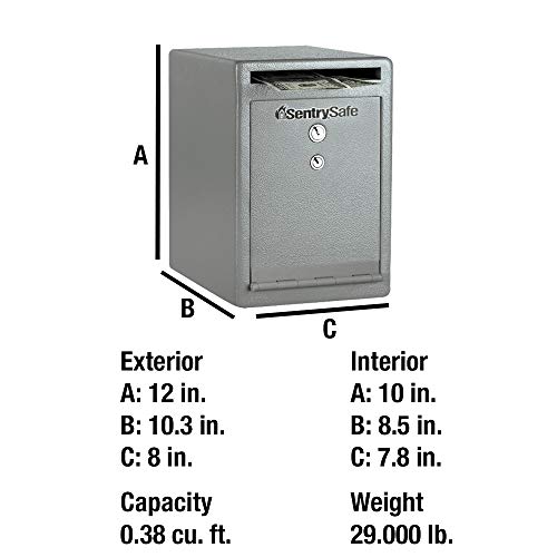 SentrySafe Depository Safe with Dual Key Lock, Steel Drop Slot Safe for Offices and Businesses, Stores Cash Deposits, 0.38 Cubic Feet, 12 x 8 x 10.3 Inches, UC-039K by SentrySafe - Used condition - Image 2