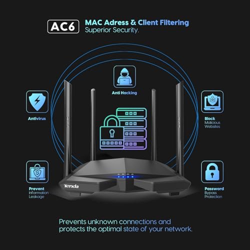 Tenda AC1200 Smart WiFi Router, High Speed Dual Band Wireless Internet Router with Smart APP, 4 x 100 Mbps Fast Ethernet Ports, Supports Guest WiFi, Access Point Mode, IPv6 and Parental Controls(AC6) - Image 5