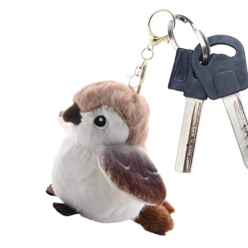 LearnLyrics Kuscheltier-Schlüsselanhänger, Süßes Vogelspielzeug - Realistischer Plüsch-Spatz-Schlüsselanhänger,Gefüllte Vogelspielzeuge, Tragbares Geldbörsenzubehör Für Schultaschen