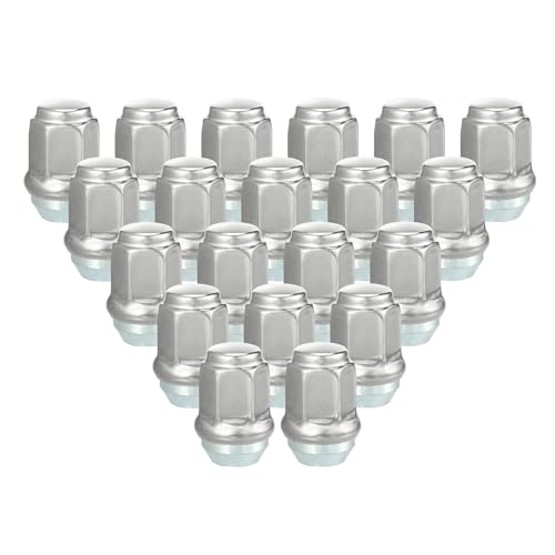 Image of 20 Pcs Wheel Lug Nuts Compatible for Jeep Wrangler Liberty for Dodge Challenger, Durable Carbon Steel Silver Tone Tire Lugnuts