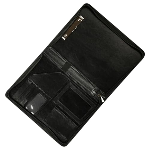 Conférencier en cuir haut de gamme avec porte-bloc porte-cartes de visite et fermeture zippée