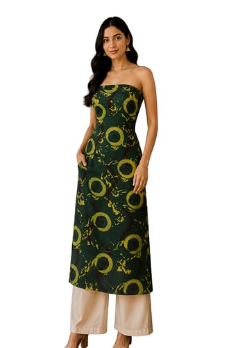 Image of Ethnics of Kutch Womens's Ajrakh Modal Silk Natural Dye Hand Block Print Unstitched Kurta Fabric