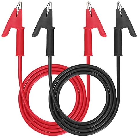 Sumnacon Dual Ended Crocodile Alligator Clips, 15A Test Lead Wire Cable with Insulators Clips, 2 Pcs 3.3 ft/1m Test Flexible Cable with Protective Jack Copper Clamps for Electrical Testing Cover