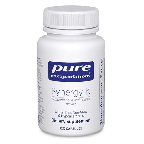 Pure Encapsulations Synergy K - with Vitamin K1, K2 & D3 - Supports Bones, Blood Vessels, Vascular Elasticity & Calcium Utilization* - Includes Cholecalciferol - Gluten Free & Non-GMO - 120 Capsules