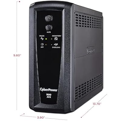 CyberPower CP900AVR AVR UPS Battery Backup and Surge Protector, 900VA/560W, 10 Outlets, Mini-Tower, UL Certified