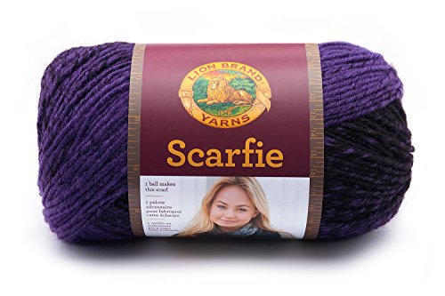 Image of Lion Brand Yarn 826-211 Scarfie Yarn, Black /Purple