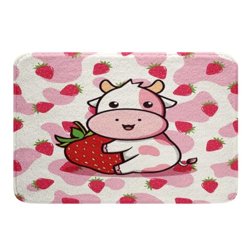 Feelyou Milk Cow Strawberry Rugs Bathroom 20" x32 Non Slip