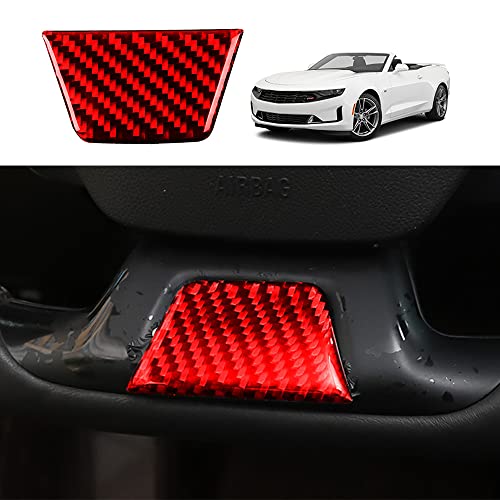 YOFAMO Carbon Fiber Car Steering Wheel Under Sticker Decal Interior Trim Cover for Chevrolet Camaro 2016 2017 2018 2019 2020 Decoration Accessories(1PC Red)