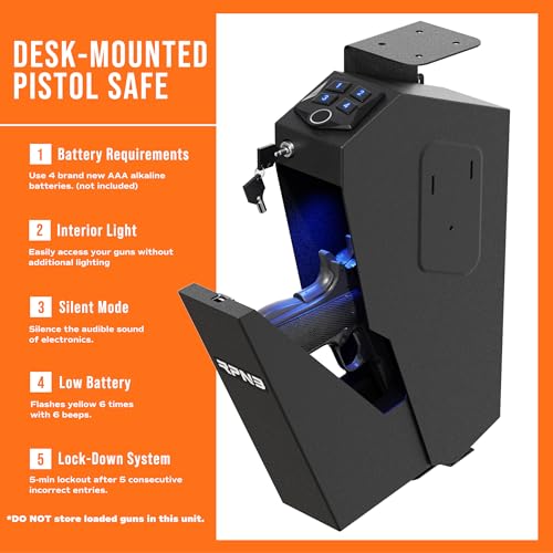 Rpnb Mounted Gun Safe With Auto Open Lid Biometric Fingerprint Lock thumb #3