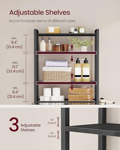 Image of VASAGLE 4-Tier Over the Toilet Storage, Adjustable Shelves, Basket, 68.1''H