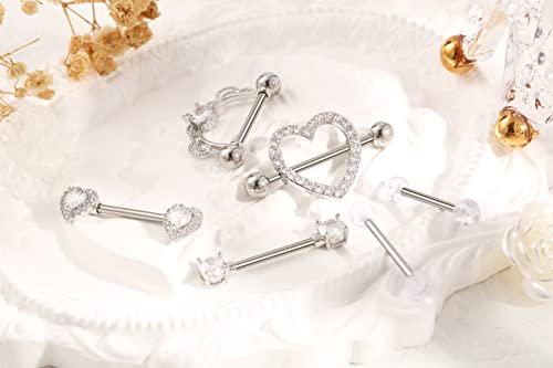 Shakalaka Surgical Steel Nipple Rings Body Piercing Jewelry for Women with Cute Heart 14g3