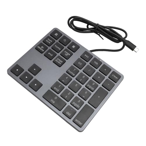 Teclado numérico USB C de 34 teclas con cable delgado y conectividad HUB 2