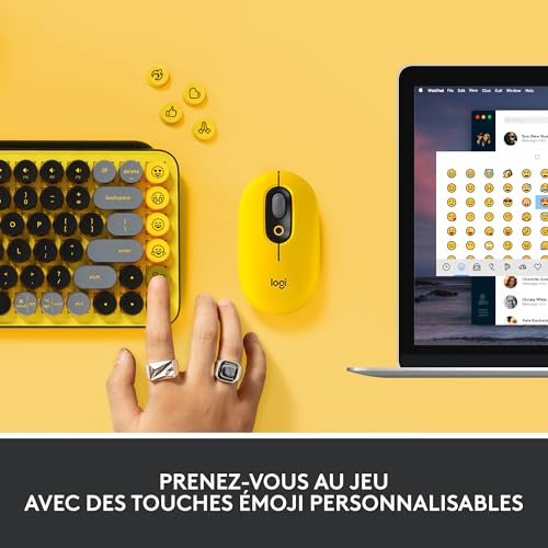 Logitech Pop Keys Clavier Mécanique sans Fil avec Touches Emoji Personnalisables, Design Compact Durable, Bluetooth ou Connectivité USB, Multidispositif, Compatible OS, Français AZERTY - Blast