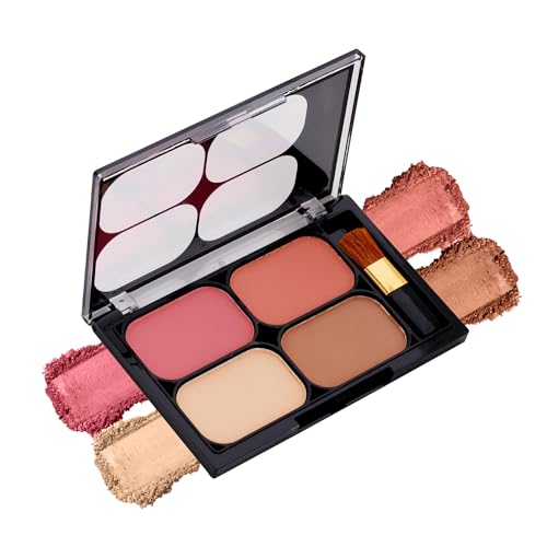 Image of Colors Queen Blush and Highlighter Palette for Face Makeup | Matte Finish, Highly Pigmented & Lightweight Silky Smooth Texture | Blusher and Highlighter Palette with Brush (Multicolor - 01)