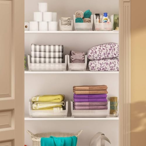 Image of Akro-Mils 30240 AkroBins Plastic Storage Bins, Space-Saving Stackable Bins for Garage, Pantry, Craft Organization, 15 x 8 x 7 inches, Clear, 12-Pack