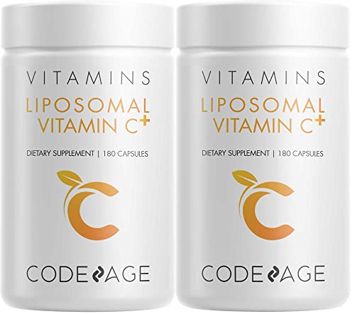 Codeage Liposomal Vitamin C 1500mg with Zinc, Elderberry, Citrus Bioflavonoids Grapefruit, Lemon, Orange Powder, Quercetin & Rose Hips Fruit â Vegan Supplement - Non-GMO, Vegan Pills - 2 Pack
