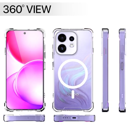 Image of Outlouders Back Cover for Oppo Reno 16 5G | Magnetic-Safe | Transparent PC + TPU | Magnetic Support | Shockproof Protection Bumper Case (Transparent)