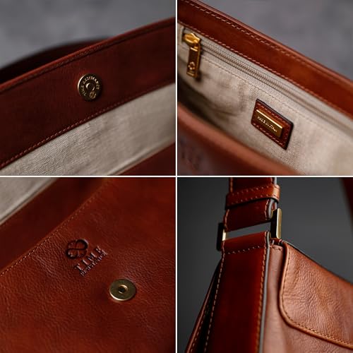 Image of Time Resistance Leather Handbag - Full-Grain Leather Purse for Women - Shoulder Bag Made in Italy