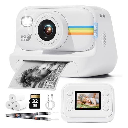 Appareil photo numérique cadeau d'anniversaire enfant avec impression instantanée et 32 Go