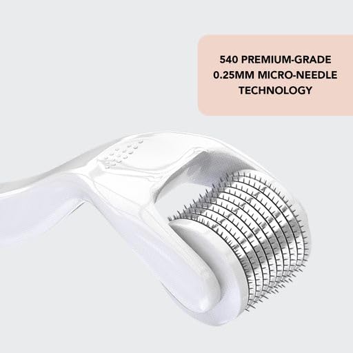 Kitsch Derma Roller for Face | Face Roller Skin Care Tools & Microdermabrasion Tool | Dermaroller Microneedling Roller | Facial Roller | Micro Needling Roller 0.25mm with Case/Ebook (White)