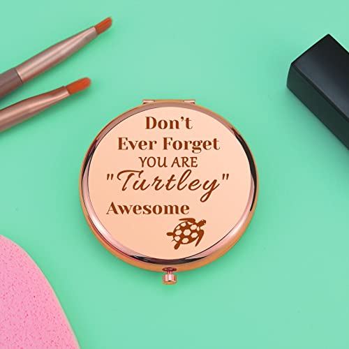 Espejo compacto redondo para maquillaje con diseño tortuga miniatura 5