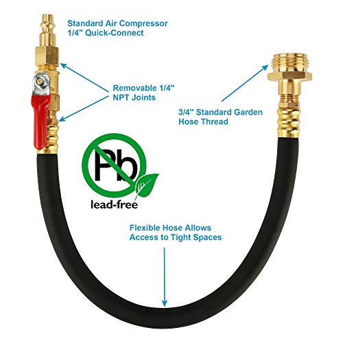 Image of RV Winterizing Kit&Sprinkler Blowout Adapter, 24 inch Air Compressor Quick-Connect Plug with Valve, Water Blow Out Fitting Adapter for Winterize Sprinkler System Winterizing RV, Motorhome Camper Boat
