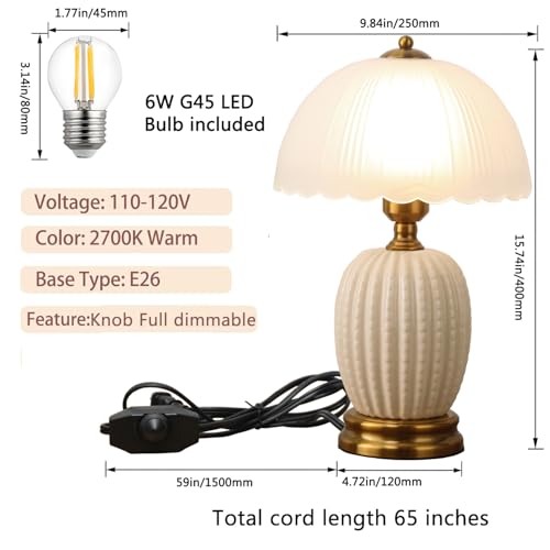 Lámpara de Mesa de Cerámica Dimmable Vintage Moderna 16 in miniatura 5