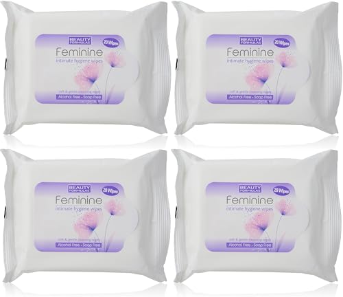 Feminine Intimate Hygiene Wipes 4 Pack (80 Wipes Total) Soft & Gentle Cleansing Alcohol-Free Soap-Free Travel-Friendly