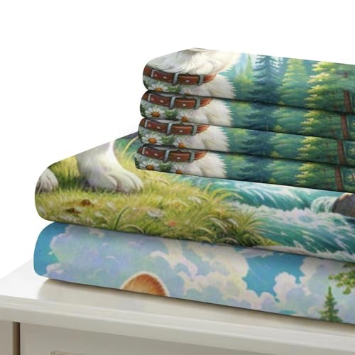 Housse de couette Corgi 3D lit King 220x240 fermeture éclair microfibre anti-plis