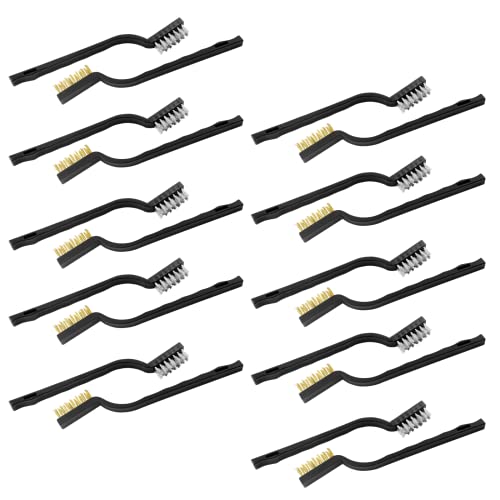 Image of 20 Pcs Wire Brush Set Metal Bristle Brush Small Stainless Steel Brush Set Nylon Bristle Brush for Cleaning Dross, Stains, Rust Spots(Silvery Golden)