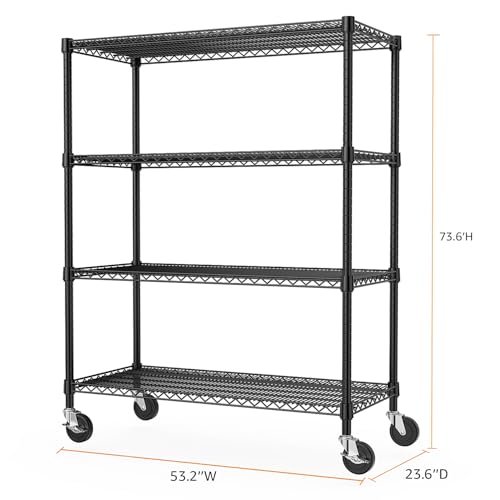 MZG Industrial Metal 4 Tier Shelving for Garage, Pantry, Warehouse, Basement Utility Room, Storage Rack Metal Shelving Unit, Shelf Organizer, Black 23.6" D x 53.2" W x 73.6" H - Image 3